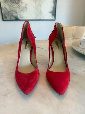 BCBG Red Suede Pointed-Toe Women's Heels